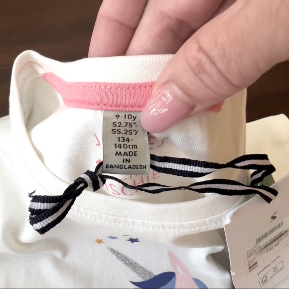 Joules Girls White Unicorn  T-Shirt - Picture 7 of 10